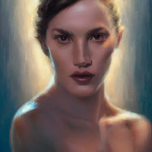 Prompt: detailed face of a petrified woman, lush, opulent, crystallized, light cascade, shimmer, soft reflections, prism, atmospheric, ambient, pj crook, syd mead, livia prima, artgerm, greg rutkowski, nick alm, casey baugh