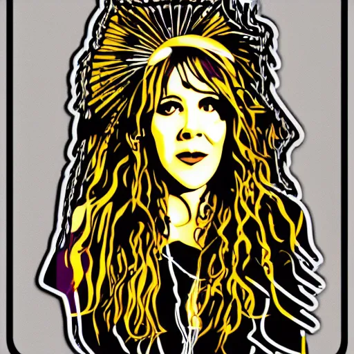 Image similar to stevie nicks, sticker - art, svg vector, adobe - illustrator