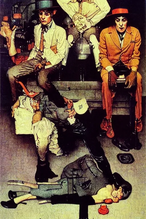 Image similar to a clockwork orange painted by Norman Rockwell