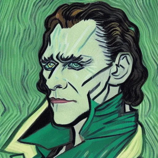 Prompt: Loki from Marvel Comics, by Vincent van Gogh