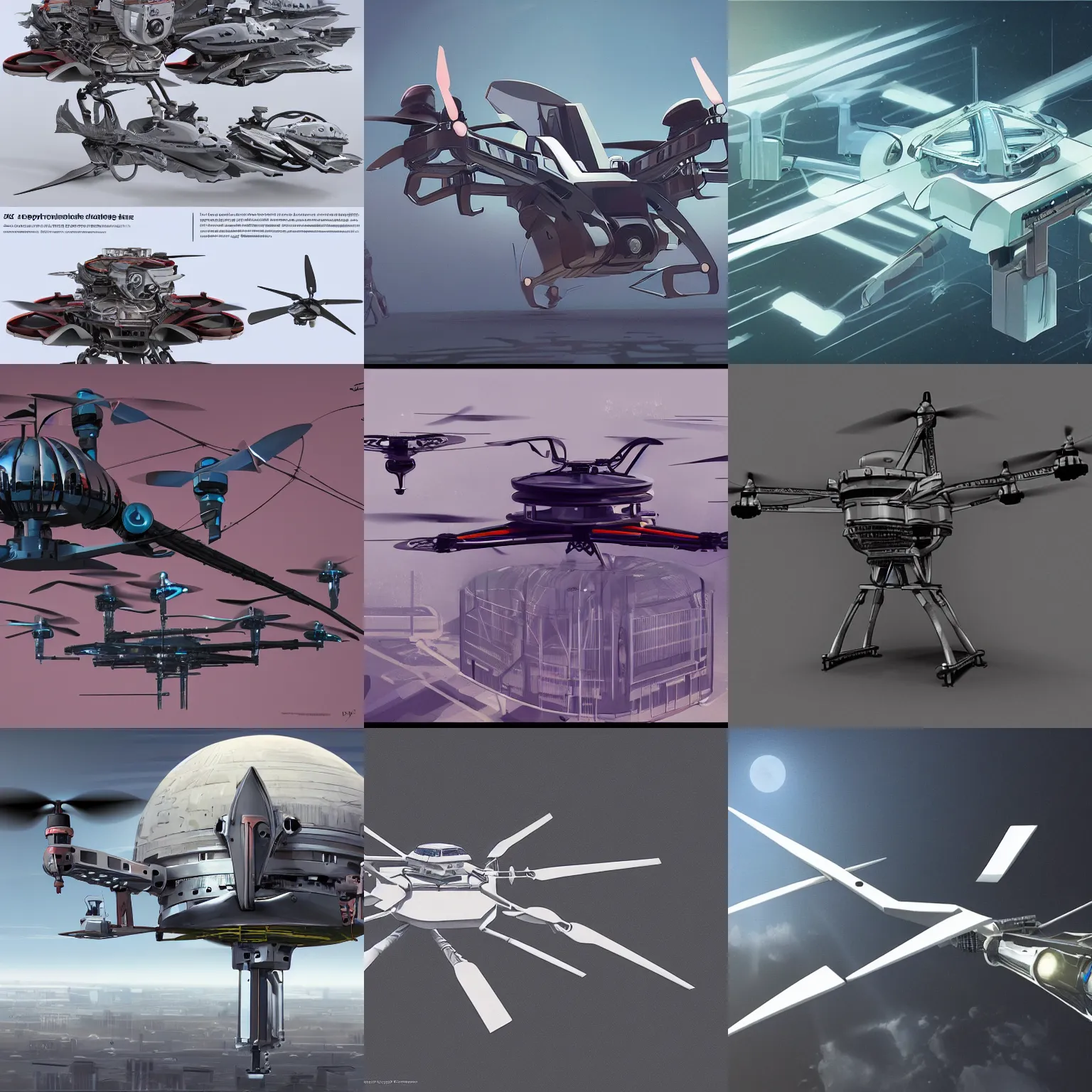 Prompt: sci - fi single - rotor construction drone, 9 0's sci - fi, detailed concept art, artstation