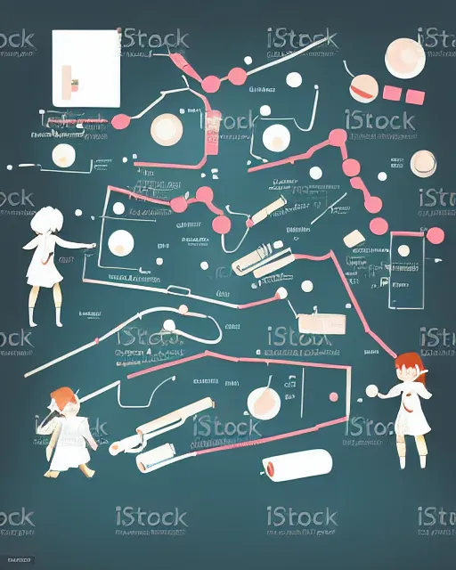 Image similar to a little girl in science lab experiment test tube microscope map. clean cel shaded vector art. minimalist illustration art by lois van baarle, artgerm, helen huang by makoto shinkai and ilya kuvshinov, rossdraws