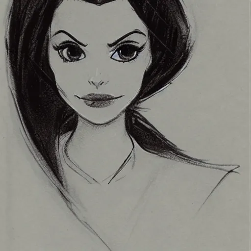 Image similar to milt kahl sketch of victoria justice as princess padme from star wars episode 3