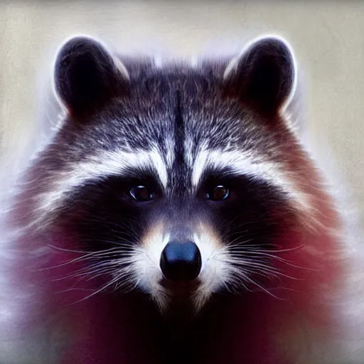 Prompt: profile of an racoon!!! bear!! hybrid, bold natural colors, masterpiece, trending on artstation, photograph