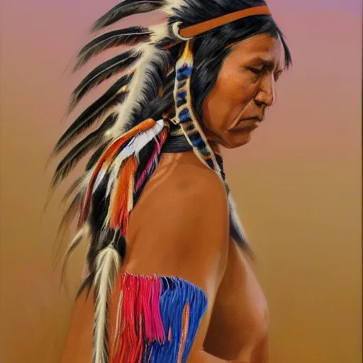 Image similar to full body, highly detailed, native indian woman swimming, painting