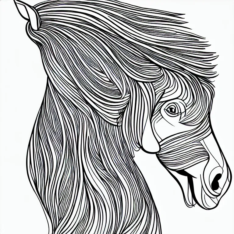 Image similar to beautiful horse, ornamental, fractal, ink draw, line art, vector, outline, simplified