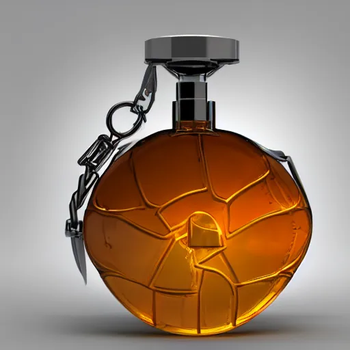 Image similar to transparent ancient boar flask with heart, raytracing, orthographic 3d rendering, octane render