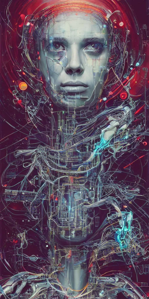 Prompt: portrait of computer & circuits, melting, soldier, 8 k, by tristan eaton, stanley artgermm, tom bagshaw, greg rutkowski, carne griffiths, ayami kojima, beksinski, giger, trending on deviantart, face enhance, hyper detailed, minimalist, cybernetic, android, blade runner, full of colour, super detailed