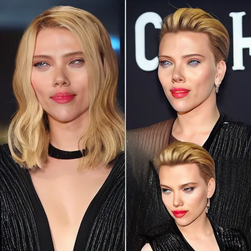 Prompt: scarlett johansonn with farrah fawcette hair