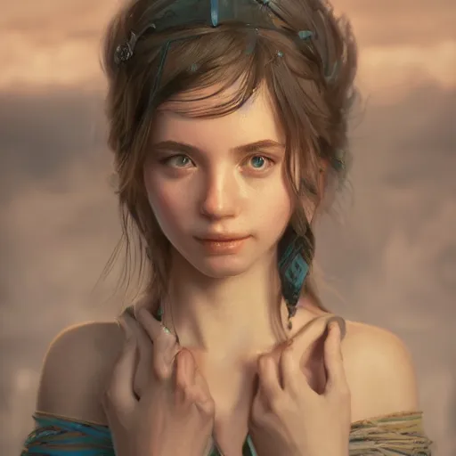 Prompt: portrait of a young beautiful girl with goddess like beauty, seraphic, cute, pure, 8 k uhd, unreal engine, octane render in the artstyle of finnian macmanus, john park and greg rutkowski