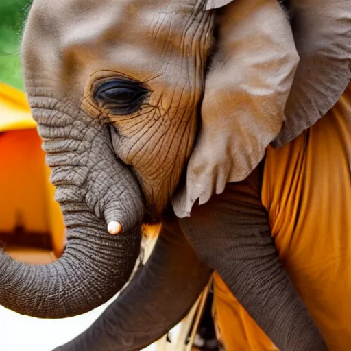 Image similar to photo of two miniature elephants covered in honey and rolling around in a tent