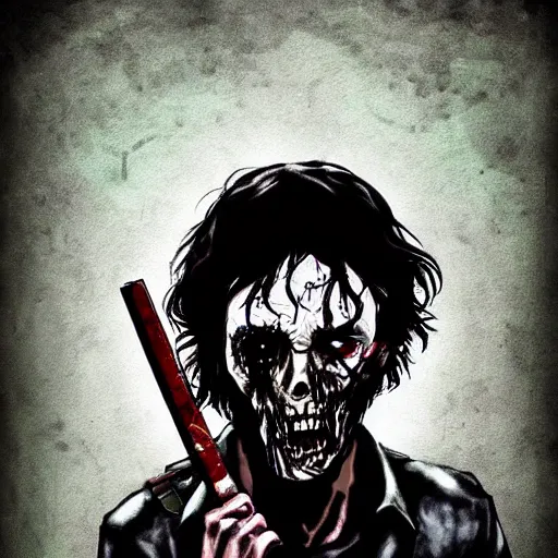 Prompt: rick from the walking dead as a a zombie