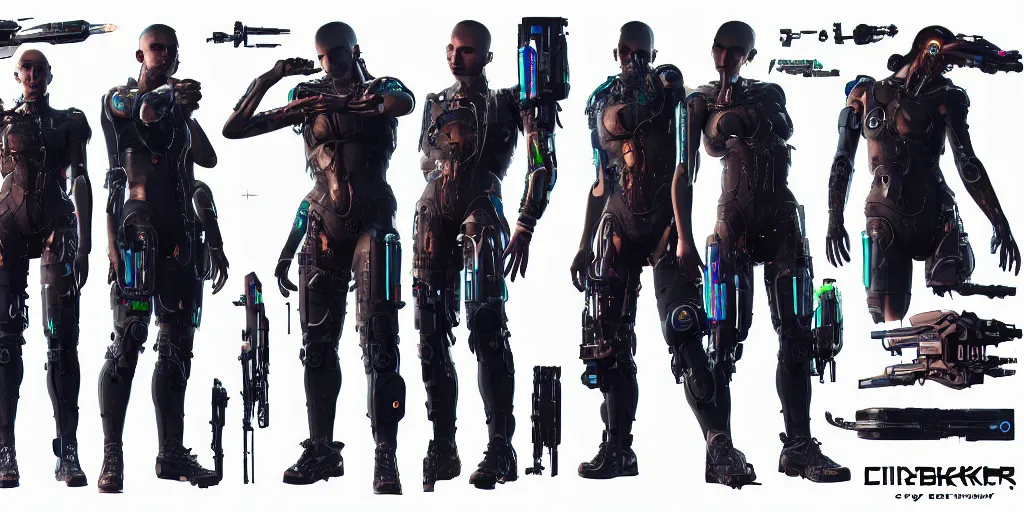 Prompt: beautiful cyborg, male cyberpunk 2 0 7 7, character sheet | | fine detail!! perfect face!!!!!!! realistic shaded lighting!!