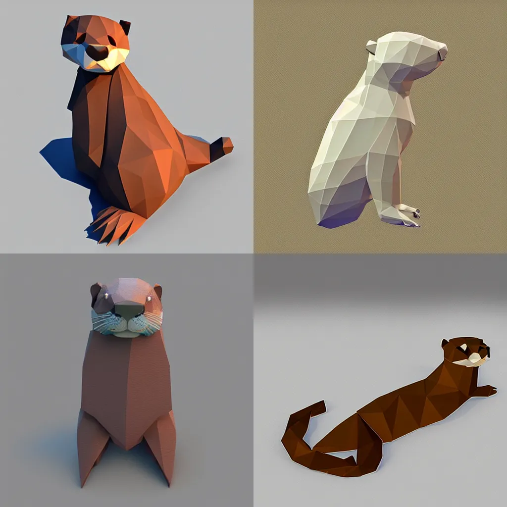 Prompt: low poly otter