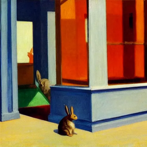 Prompt: a rabbit by edward hopper