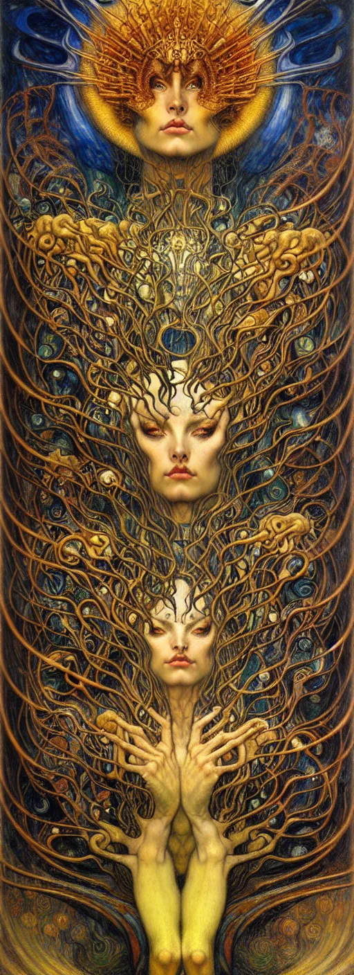 Image similar to Divine Chaos Engine by Karol Bak, Jean Delville, William Blake, Gustav Klimt, and Vincent Van Gogh, symbolist, visionary