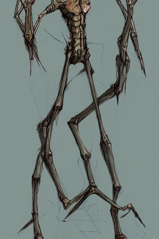 Image similar to antropromorphic stick insect, stick insect standing and talking like a human being, fantasy concept art, drawing by Don Bluth