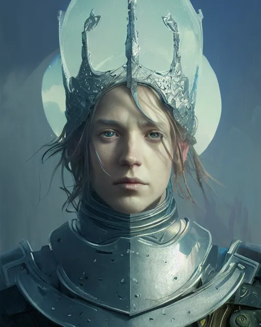 Image similar to highly detailed vfx portrait of a fantasy knight, stephen bliss, unreal engine, greg rutkowski, loish, rhads, beeple, makoto shinkai and lois van baarle, ilya kuvshinov, rossdraws, tom bagshaw, alphonse mucha, global illumination, detailed and intricate environment
