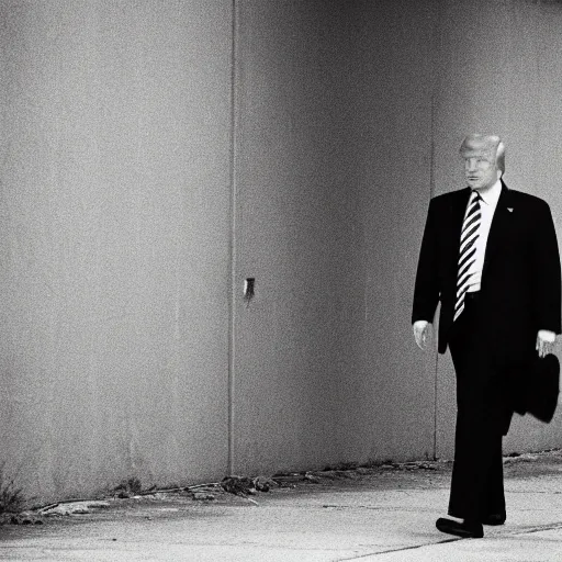 Image similar to photojournalist photo of donald trump in prison clothes walking in the federal prison yard, 3 5 mm f 1. 8