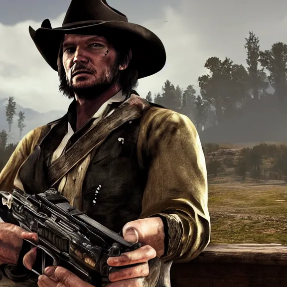 Image similar to john marston playing pc games