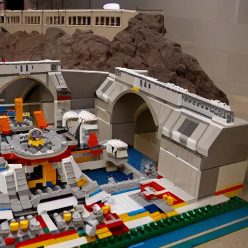 Image similar to hoover damn made out of legos