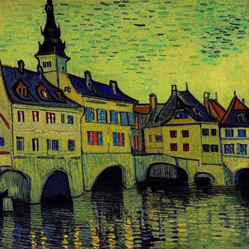 Image similar to Bamberg painted by Van Gogh