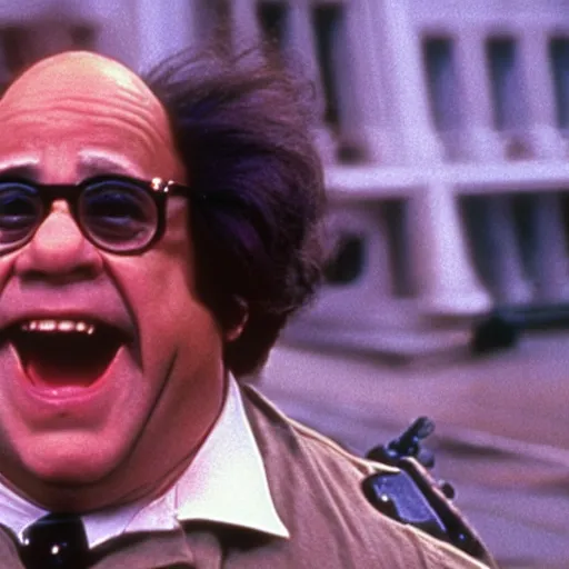 Image similar to A still of Danny Devito in Ghostbusters (1984)