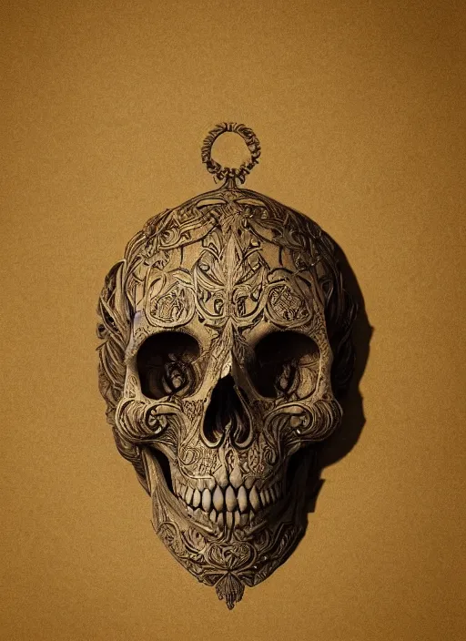 Image similar to hyper realistic photography of intricate renaissance skull ornament relief leaves, cinematic, symmetric detailed, artstation, cgsociety
