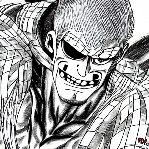 Image similar to dwayne johnson as manga character of one piece, ultra detail sketch