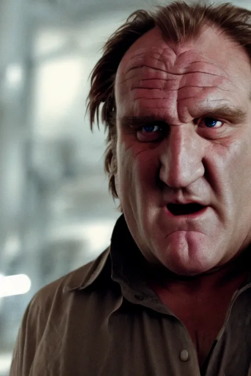 Prompt: [a still of Gerard Depardieu in the movie Splice (2007), 4k, HD, high quality, octane]