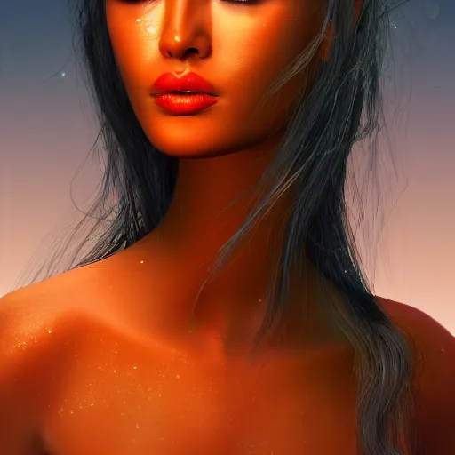 Image similar to beautiful artificial woman face depicted from the distillation of computer code. Digital Art. Trending on ArtStation