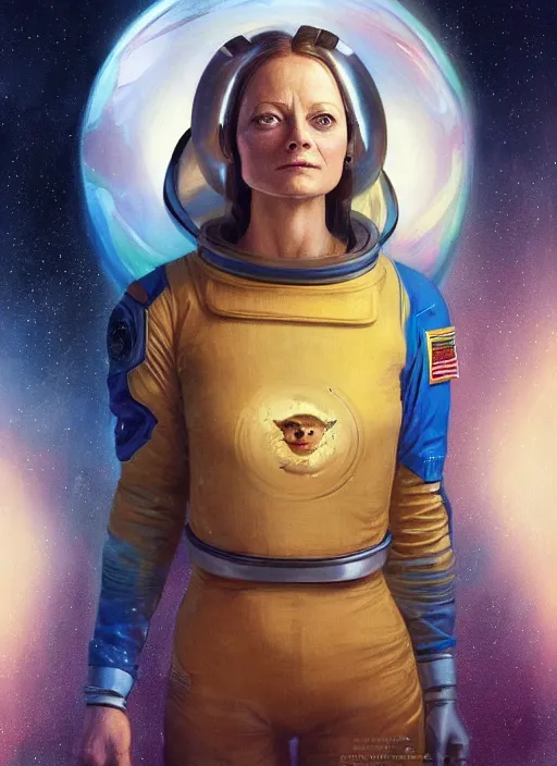 Prompt: A beautiful portrait of Jodie Foster from the movie Contact wearing a space suit, digital art by Eugene de Blaas and Ross Tran, vibrant color scheme, young woman, highly detailed, in the style of romanticism, cinematic, artstation, Greg rutkowski, mucha