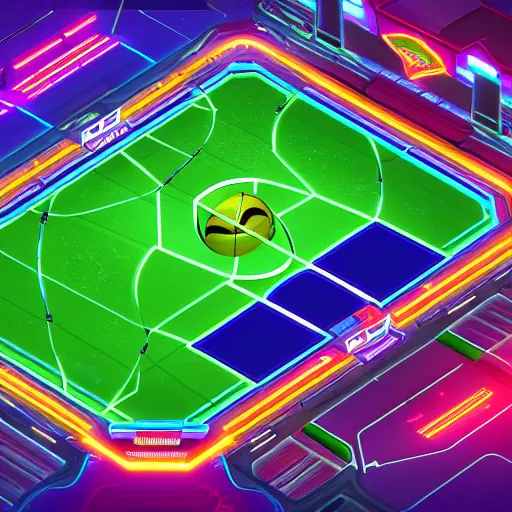 Prompt: futuristic neon arena isometric style by rocket league