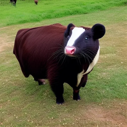 Prompt: A fusion of a cow and a ferret