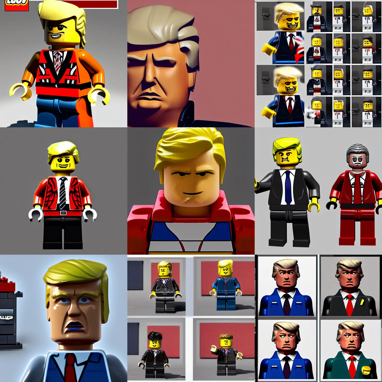 Prompt: a lego build of trump, render, trending on art station, cgsociety, lego