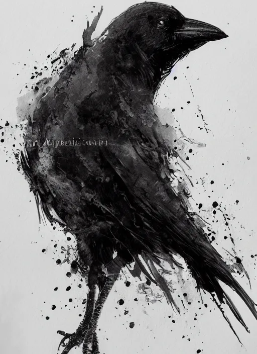 Image similar to portrait, The crow that watches over the souls of the dead, watercolor, dramatic lighting, cinematic, establishing shot, extremely high detail, foto realistic, cinematic lighting, pen and ink, intricate line drawings, by Yoshitaka Amano, Ruan Jia, Kentaro Miura, Artgerm, post processed, concept art, artstation, matte painting, style by eddie mendoza, raphael lacoste, alex ross