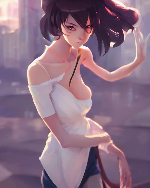 Prompt: a model, very sexy outfit, detailed face, perfectly shaded body, atmospheric lighting, by makoto shinkai, stanley artgerm lau, wlop, rossdraws