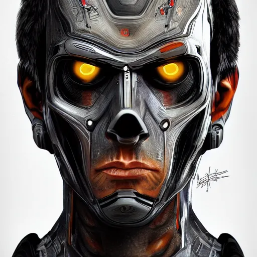 Image similar to ben stiller cyborg, symmetrical, highly detailed, futuristic, high resolution, trending on artstation