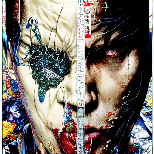 Image similar to portrait of crazy eminem, symmetrical, by yoichi hatakenaka, masamune shirow, josan gonzales and dan mumford, ayami kojima, takato yamamoto, barclay shaw, karol bak, yukito kishiro