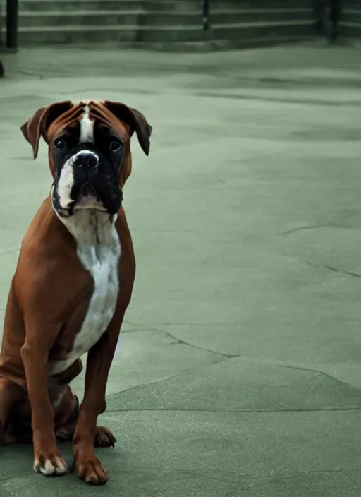 Image similar to film still of a boxer Dog as Sherlock Holmes, 4k