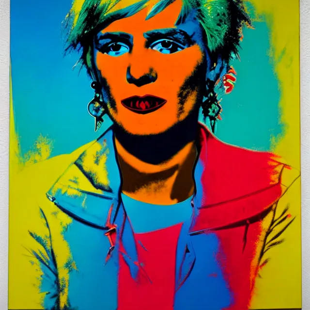 Image similar to a beautiful painting cyberpunk jibaro, by andy warhol realistic oil painting