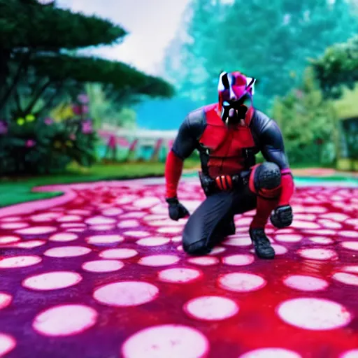 Prompt: deadpool in candyland, 8 k photography