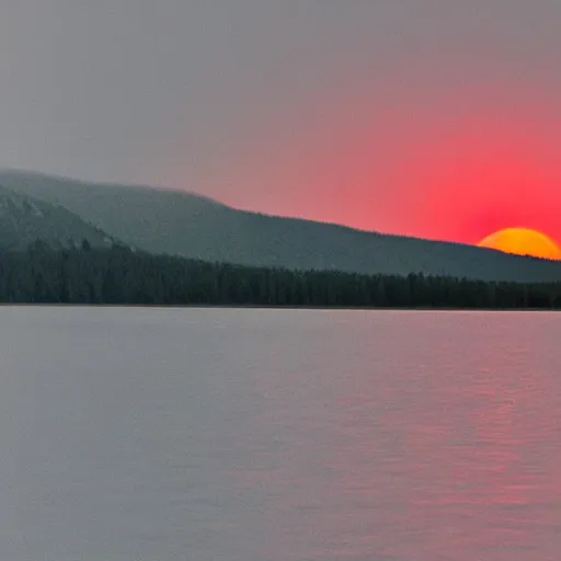 Image similar to red eclipse on a lake