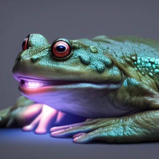 Image similar to hyperrealistic dslr film still of info wars alex jones disguised as ( ( frog ) ), stunning 8 k octane comprehensive 3 d render, inspired by istvan sandorfi & greg rutkowski & unreal engine, perfect symmetry, dim volumetric cinematic lighting, extremely hyper - detailed, extremely lifelike attributes & lifelike texture, intricate, masterpiece, artstation, stunning