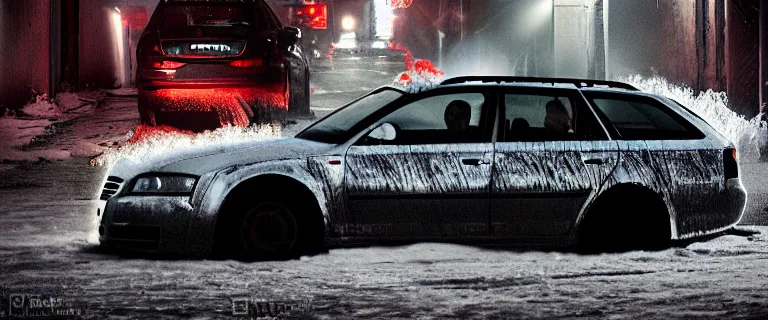 Audi A4 B6 Avant (2002), a gritty neo-noir, dramatic, Stable Diffusion