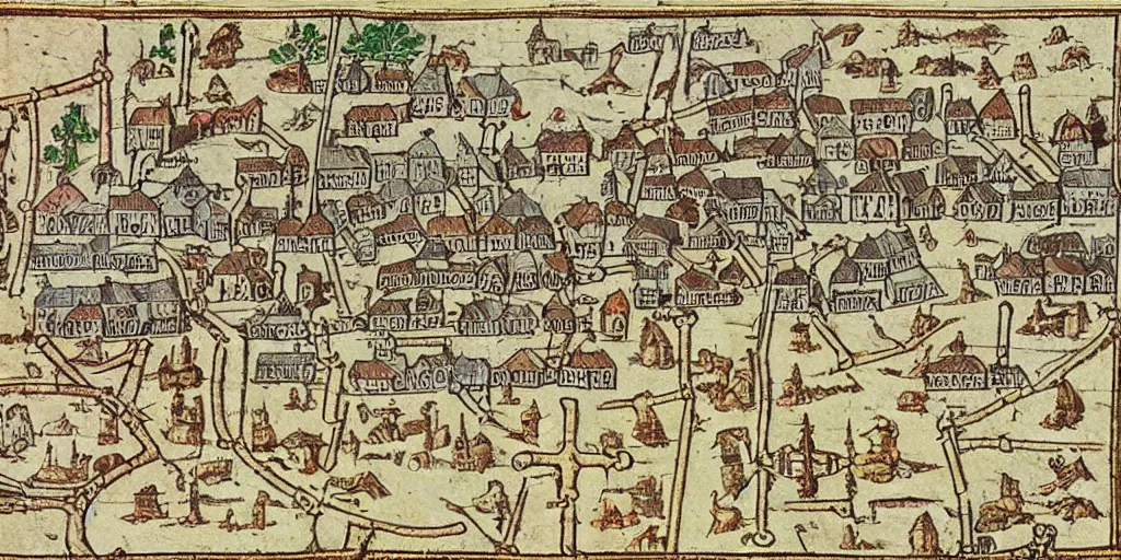 Image similar to medieval map of the town of yelm