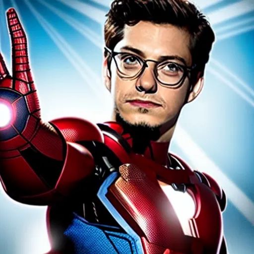 Prompt: peter parker is ironman. in marvel movie