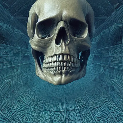 Image similar to portrait_of_a_melting_skull._intricate_abstract._intricate_artwork._by_Tooth_Wu_wlop_beeple_dan_mumford._octane_render_trending_on_artstat