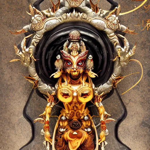 Prompt: naraka buddhist demon korean female, highly detailed, symmetrical long head, golden amber blood eyes, smooth marble surfaces, detailed ink illustration, raiden metal gear, cinematic smooth stone, deep aesthetic, concept art, post process, 4 k, carved marble texture and silk cloth, latex skin, highly ornate intricate details, in the style of 8 8 grzes