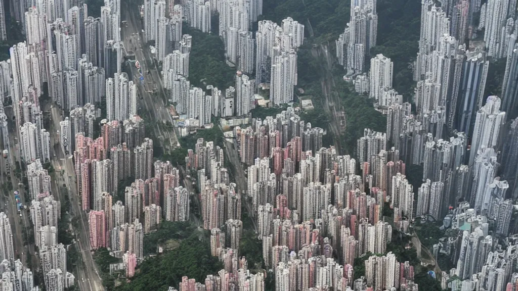 Prompt: aerial photography, a tornado ripping through the city of hong kong